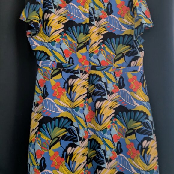 J.Crew Mercantile Women’s Blue Floral V Neck Wrap Front Mini Dress Size 16 - Picture 3 of 9